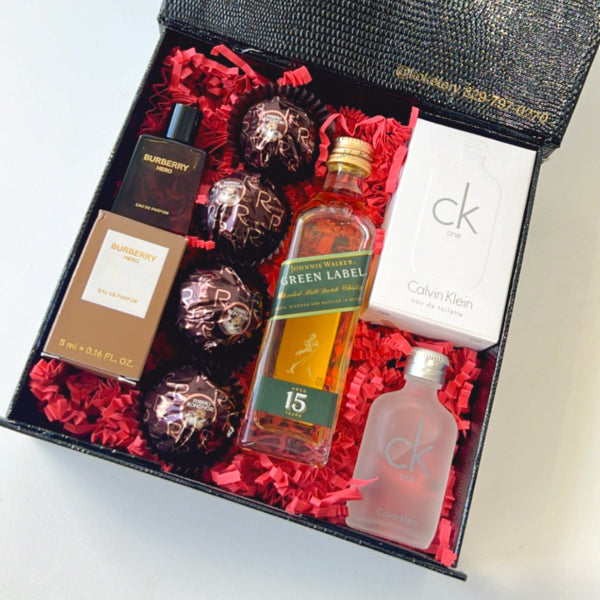 KoketBox Gold 001-09-Hero Eau de Parfum 5ML y Ck One Eau de Toilette 10ML, Green Label 50cl y Ferrero Rocher