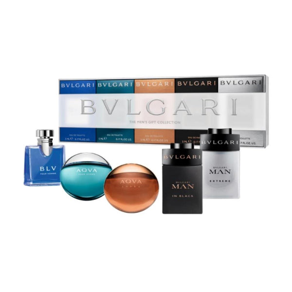BVLGARI Set Men's Gift Collection 5 Miniaturas de 5ml 0.17 Oz