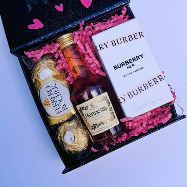KoketBox Clásica 006-02- BURBERRY HER 5ML 0.17 fl Oz, Shot de Hennesy Coñac y Ferrero Rocher - 5ML 0.17 FL OZ
