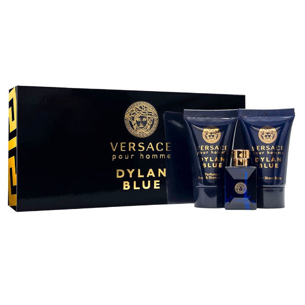 Dylan Blue Set de Hombre Perfume 5ml 0.17Oz, Gel de Baño 25ml 0.80 Oz Bálsamo para después de afeitar 25ml 0.80 Oz