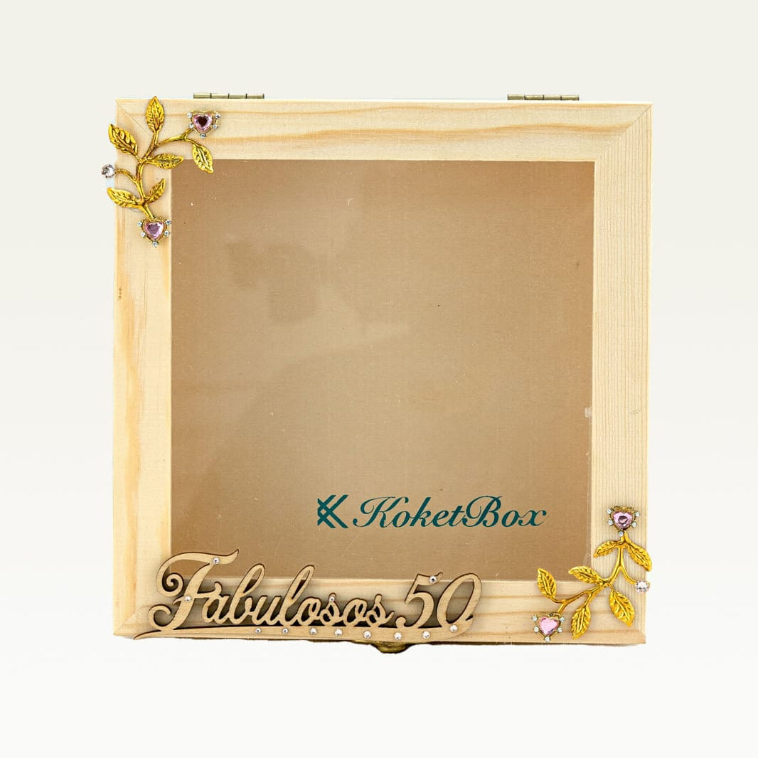 Cofre de Madera con tapa transparente 18x18x7 CM (KOKETBOX )