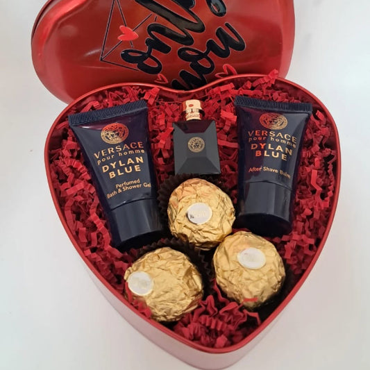 KoketBox Corazón- Un Set de Miniaturas Dylan Blue, Chocolates en caja de Corazón Día del Padre