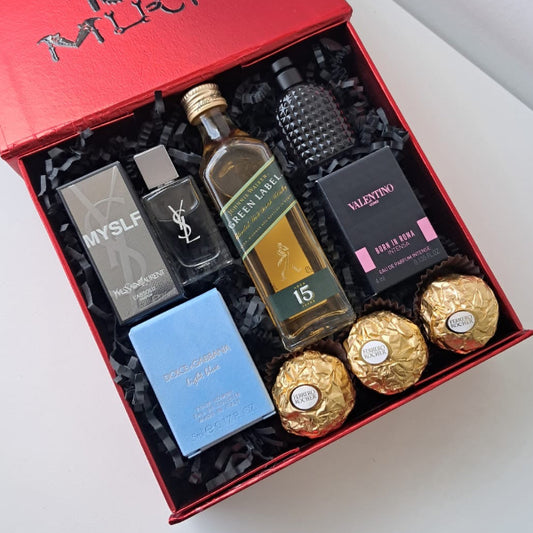 KoketBox Gold 001-09 Valentino Intensa MySLF by YSL , Light bLue 5ML Green Label 50cl y Ferrero Rocher