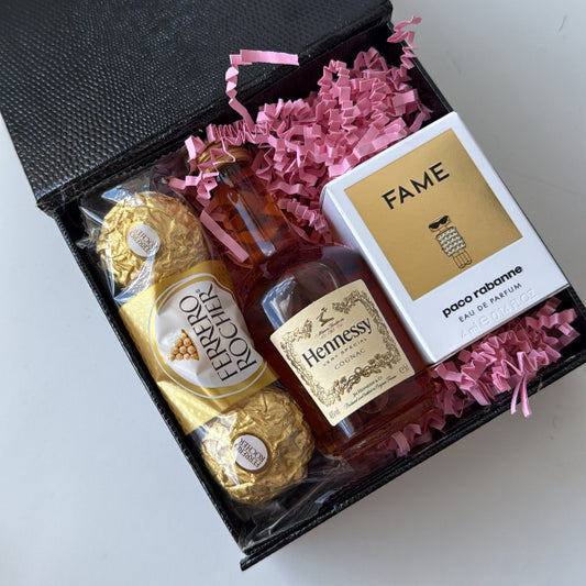 KoketBox Clásica 006-02- Fame By Paco Rabanne 4ML 0.16fl Oz, Shot de Hennesy Coñac y Ferrero Rocher