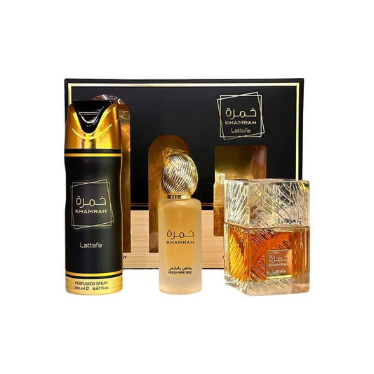 KHAMRAH By Lattafa - SET Perfume, Splash y Hair Mist  Mujer/Hombre