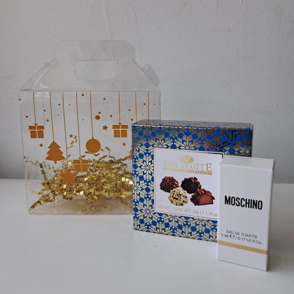 KoketBox 026 -Moschino Fresh  5ML + chocolates Delafaille 50 Gramos
