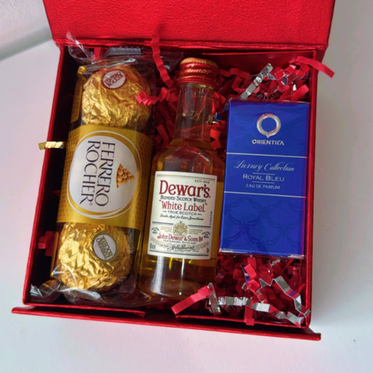 KoketBox 006-04 Orientica Royal Bleu, Dewar´s White Labe 50cl y Ferrero Rocher