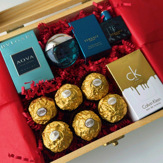 KoketBox Premium 015-02 AQVA Marine 5ML, VERSACE EROS 5ML, CK Gold 10ML y Ferrero Rocher