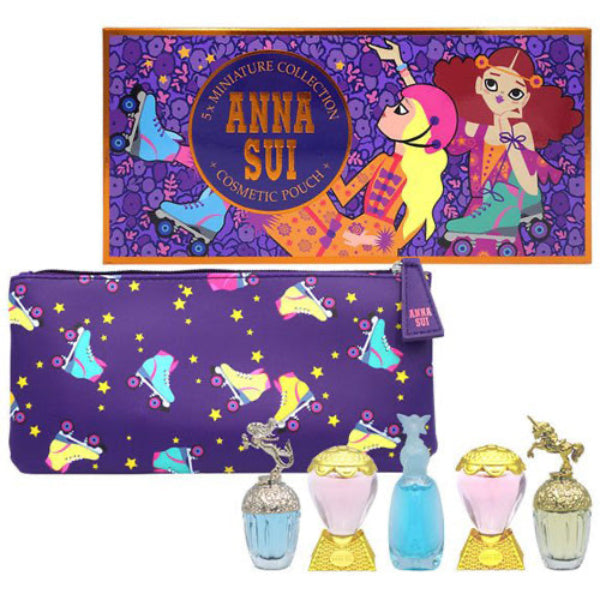 Set de 5 Miniaturas de Mujer By ANNA SUI con Estuche para Cosméticos