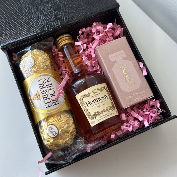 KoketBox Clásica 006-02- Hugo BOSS The Scent 5ML 0.17 fl Oz, Shot de Hennesy Coñac y Ferrero Rocher - 5ML 0.17 FL OZ