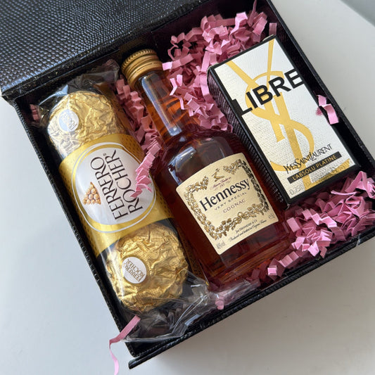 KoketBox Clásica 006-02- LIBRE By YSL L'ABSOLU PLATINE, Shot de Hennesy Coñac y Ferrero Rocher - 5ML 0.17 FL OZ