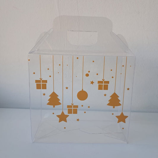 Caja de Acetato Plegable con Asa Transparente 5 x 4.9 x 2. 4 pulgadas DECORADA