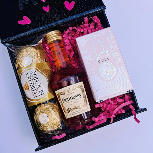 KoketBox Clásica 006-02- YARA By Lattafa Eau de Parfum, Shot de Hennesy Coñac y Ferrero Rocher