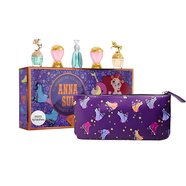Set de 5 Miniaturas de Mujer By ANNA SUI con Estuche para Cosméticos