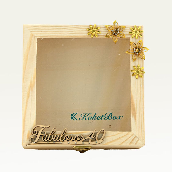 Cofre de Madera con tapa transparente 18x18x7 CM (KOKETBOX )