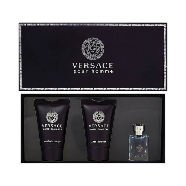 Pour Homme Set de Hombre Perfume 5ml 0.17Oz, Gel de Baño 25ml 0.80 Oz Bálsamo para después de afeitar 25ml 0.80 Oz