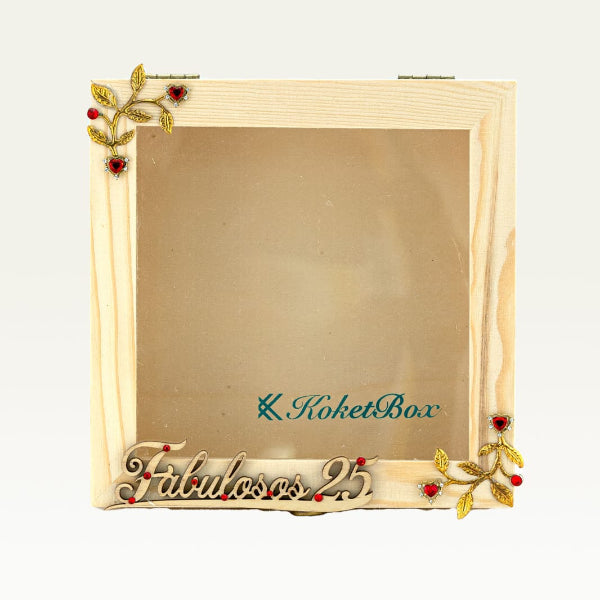 Cofre de Madera con tapa transparente 18x18x7 CM (KOKETBOX )