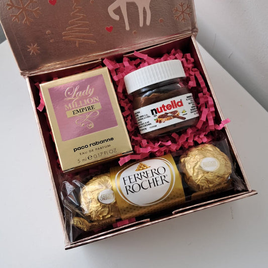 KoketBox 012- Miniatura deLady Million Empire By Paco Rabanne, Mini Nutella y Ferrero Rocher